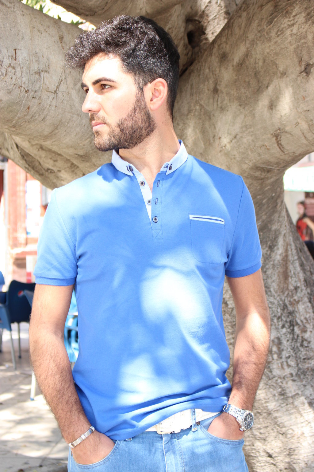Polo con cuello mao